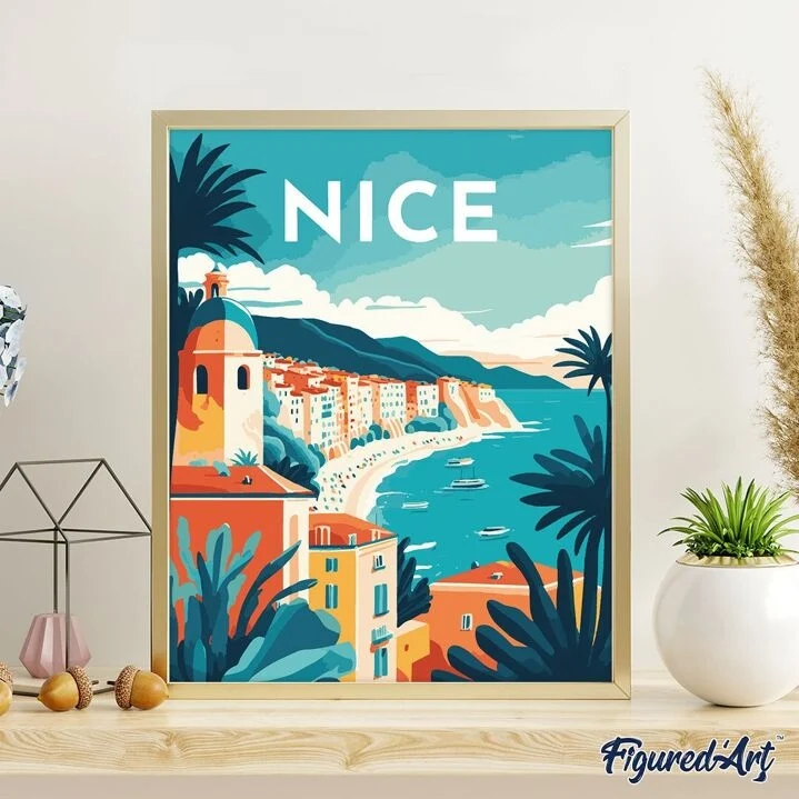 Broderie Diamant Nice 40x50 cm – Kit Complet Affiche Côte d’Azur
