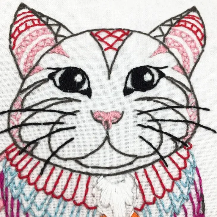 Kit Broderie Chat – Loisirs créatifs DIY pour débutants et amoureux des chats
