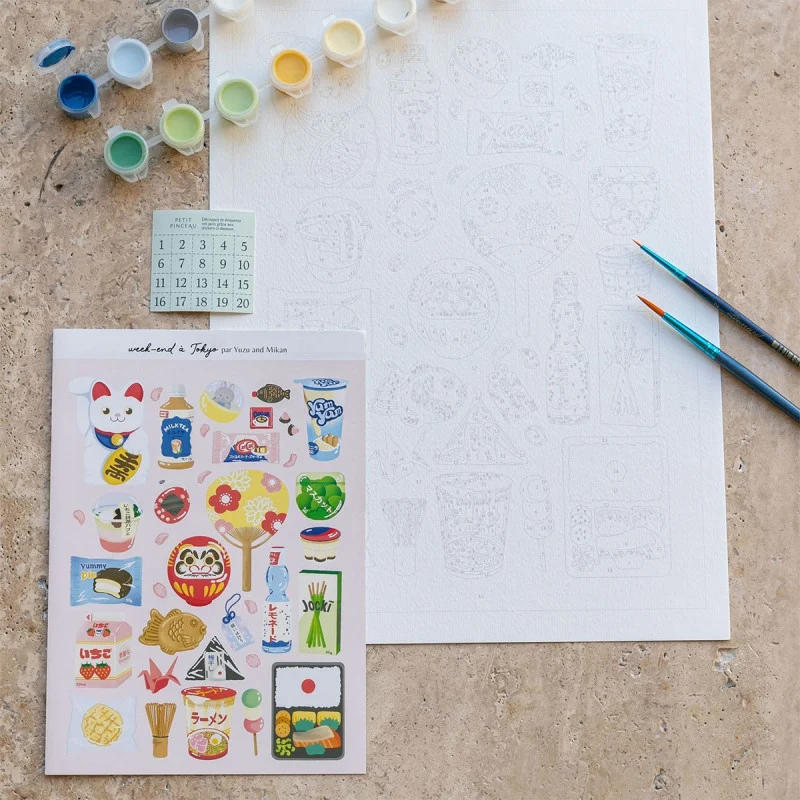 Coffret Peinture au Numéro Week-end à Tokyo – Capsule Japon Petit Pinceau x Yuzu & Mikan