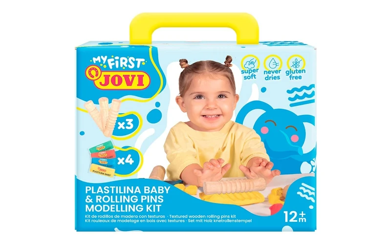 Jovi – Mon Premier Coffret de Pâte à Modeler + Rouleaux en Bois | Activité sensorielle dès 2 ans