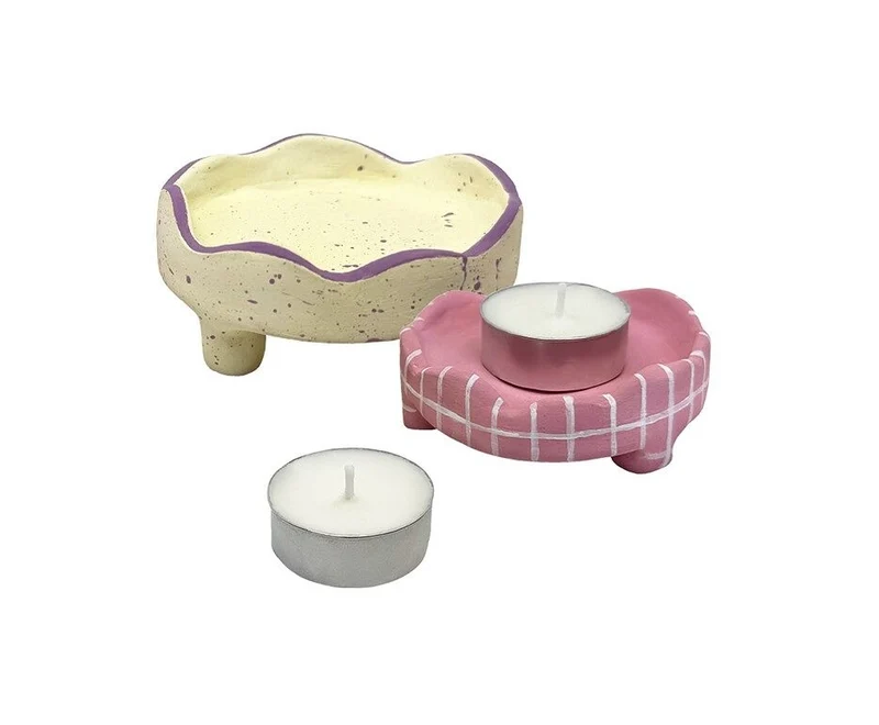 Jovi - DIY Bougeoirs Air Dry | Kit créatif pour fabriquer 2 bougeoirs avec argile autodurcissante + bougies peintures