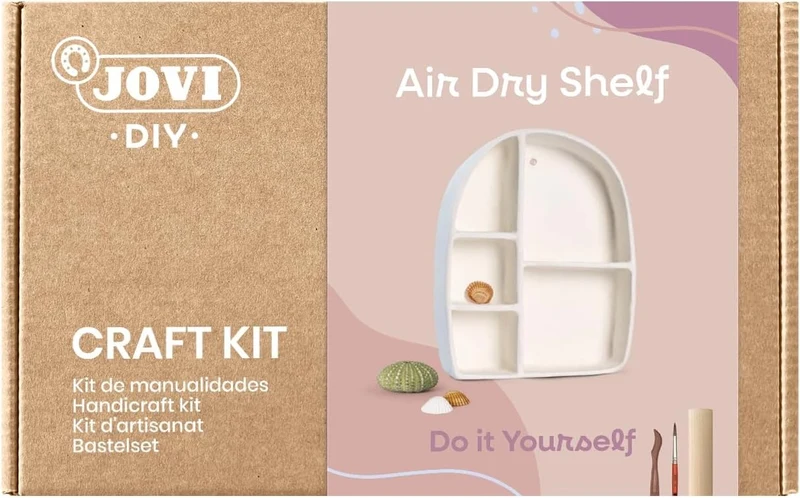 Kit DIY Étagère en Argile – Jovi Air Dry Shelf | Loisir créatif enfant & adulte – Pâte autodurcissante + Peintures & Outils
