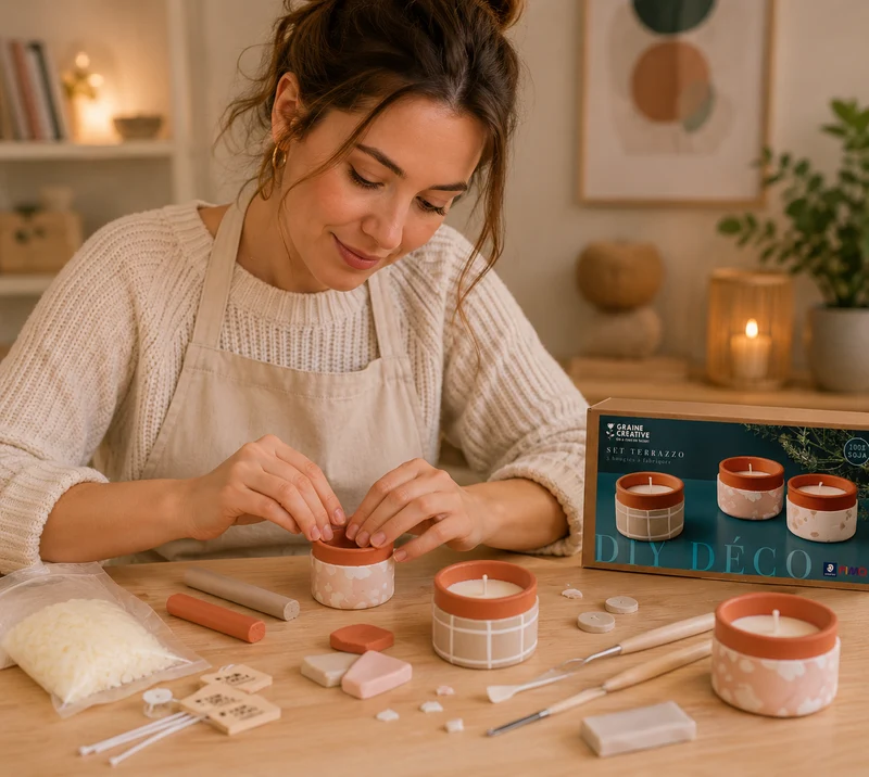 Kit FIMO Home Déco – Créez 3 Bougeoirs DIY Effet Terre Cuite