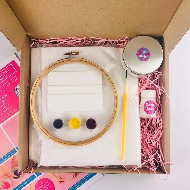 Kit de Sérigraphie DIY avec Cerceau de Broderie – Personnalisez votre Fourre-Tout en Coton