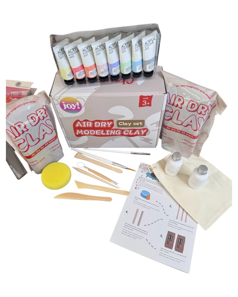 Kit de Poterie - Argile Autodurcissante & Peinture Pastel