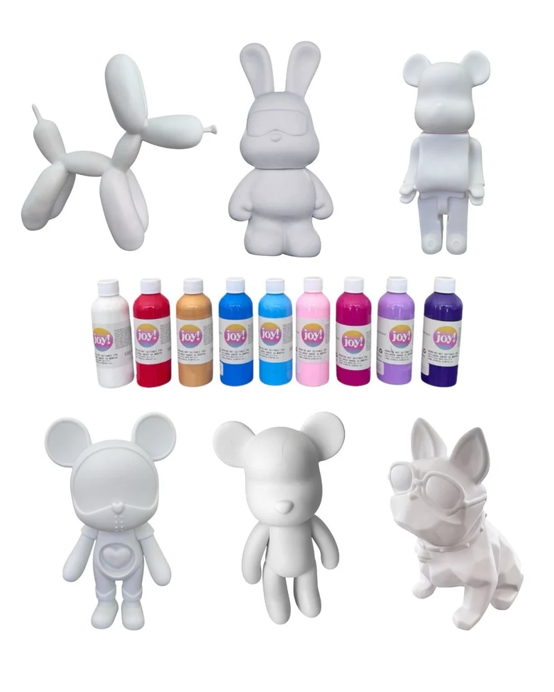 Kit Pouring Art Figurine à Personnaliser – Teddy, Lapin, Chien Ballon,Bulldogue, Labubu, Basket