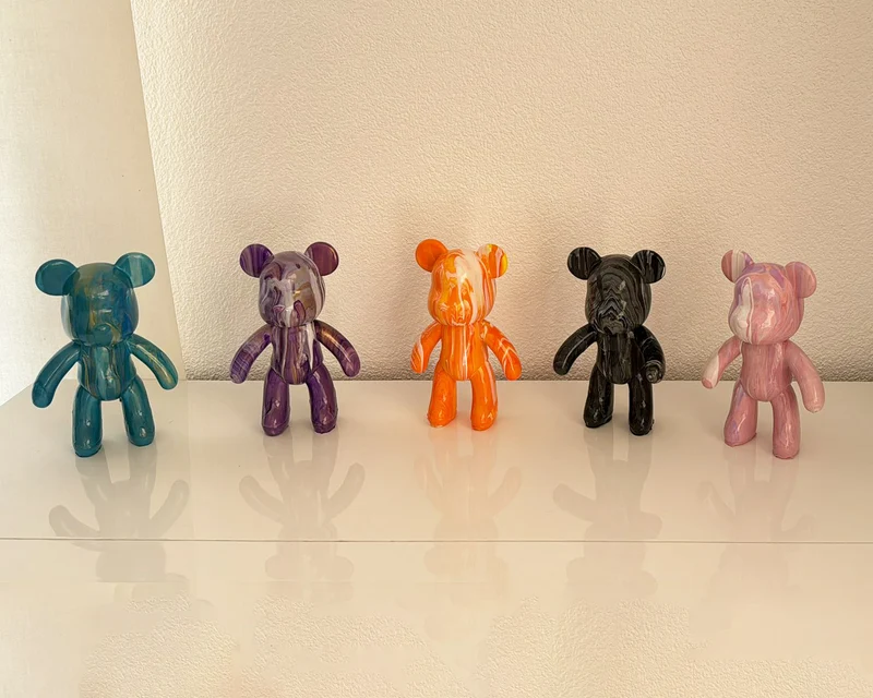 Kit Pouring Art Figurine à Personnaliser – Teddy, Lapin, Chien Ballon,Bulldogue, Labubu, Basket