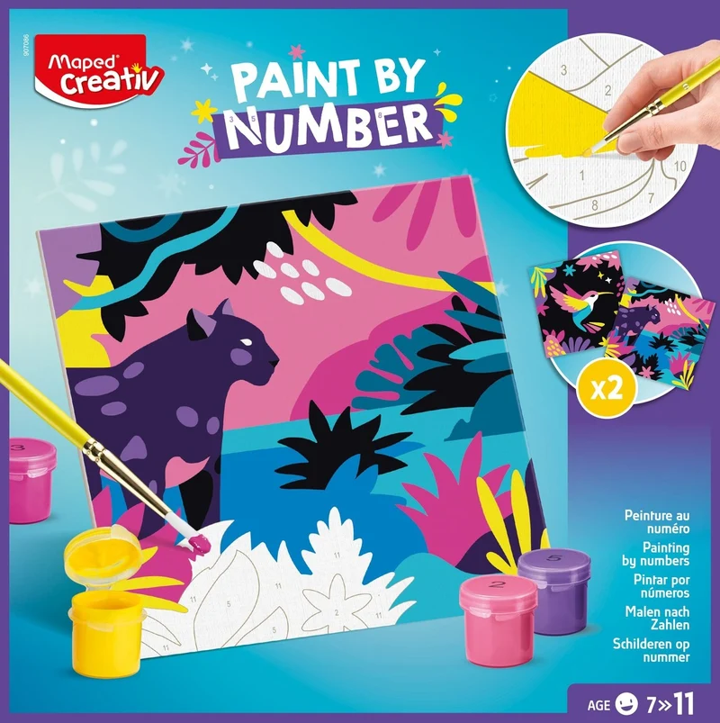 MAPED Creativ – Peinture au numéro Léopard & Oiseau – Kit créatif enfant