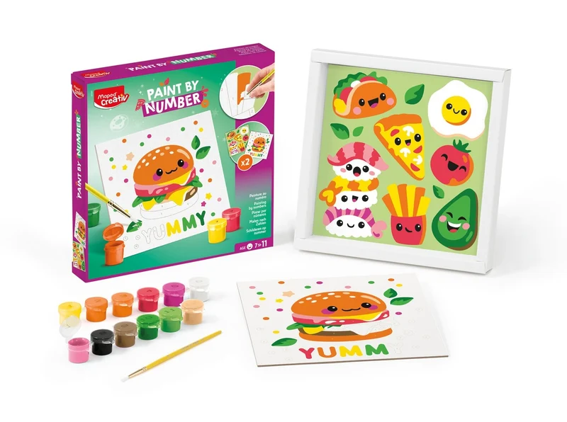 MAPED Creativ – Peinture au numéro Burger & Multifood – Kit créatif enfant