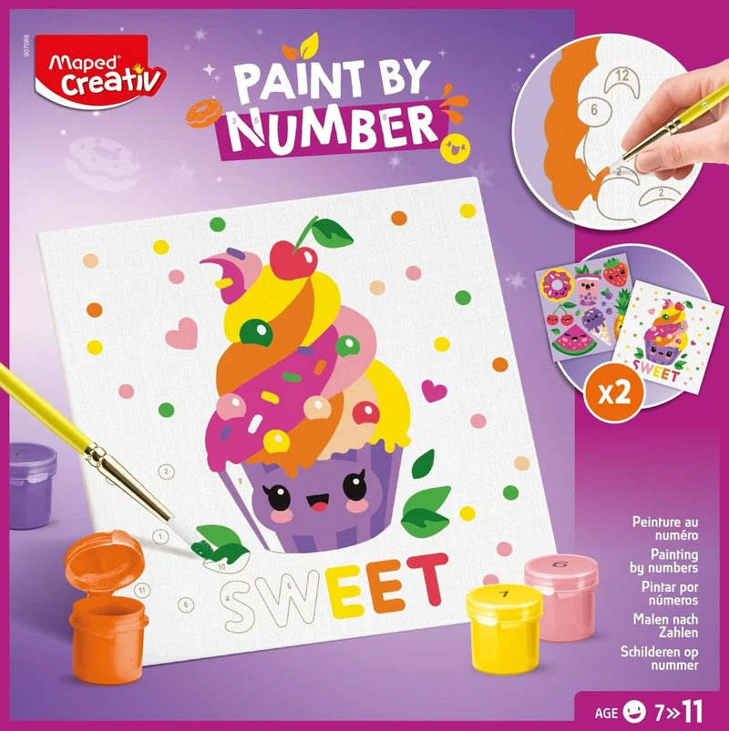MAPED Creativ – Peinture au numéro Cupcake & Multifood – Kit créatif enfant