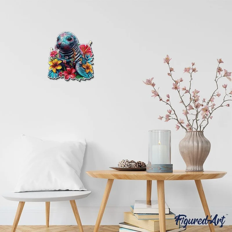 Puzzle 2D en Bois Adulte - Phoque et Fleurs