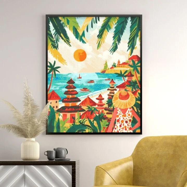 Broderie Diamant - Bali au coucher du soleil