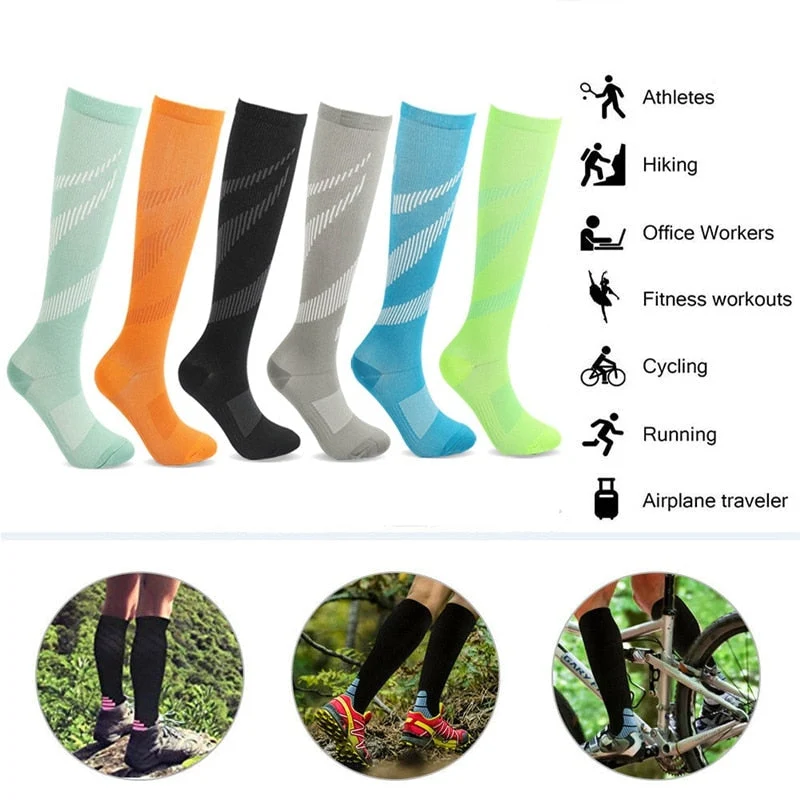 Lot de 2 Paires de Chaussettes de Compression Anti Varices