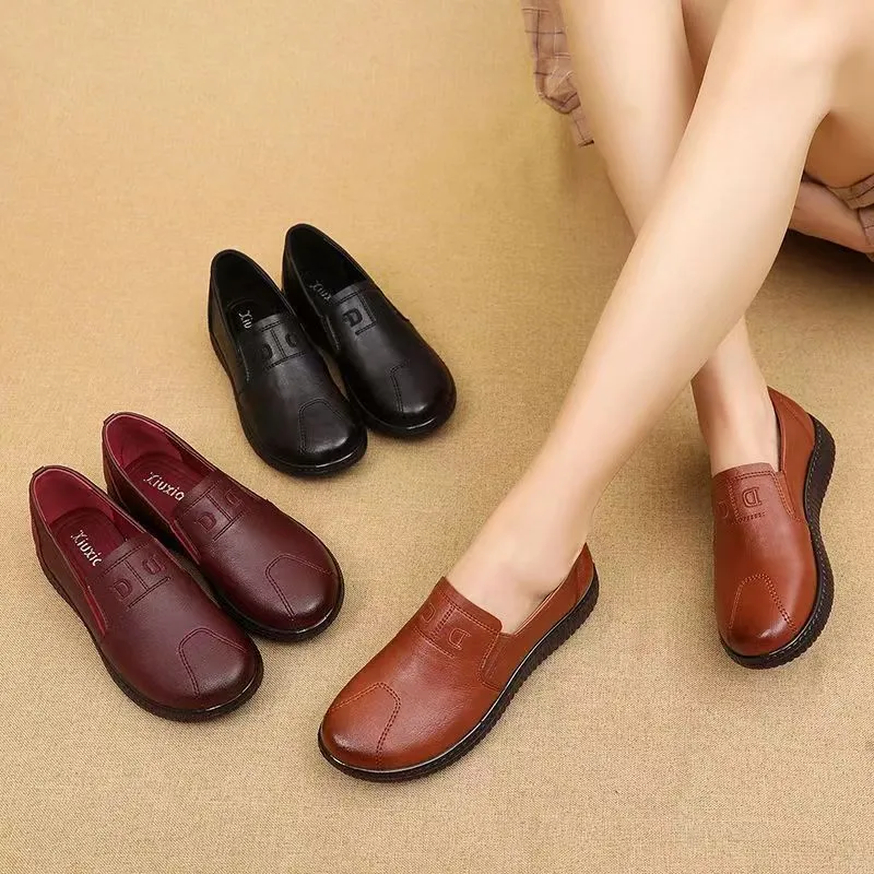 Chaussures décontractées larges en Cuir véritable - Femmes