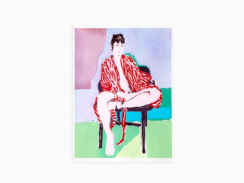 Claire Tabouret - Autoportrait en robe (violet) Ukiyo-e