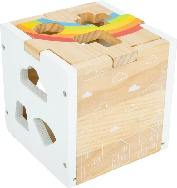 Boîte à Formes en Bois Montessori — Cube Trieur Arc-en-Ciel