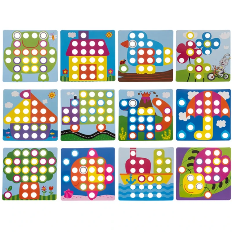 Puzzle bouton éducatif – Jeu mosaïque Montessori pour enfant