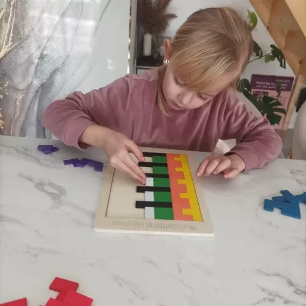 Puzzle tangram en bois – Jeu de logique Montessori pour enfant