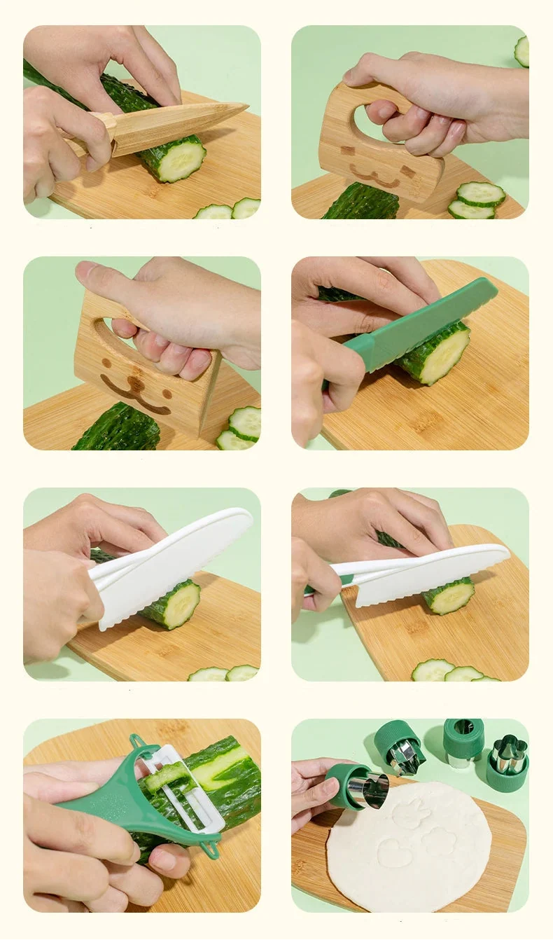 Ustensiles de cuisine Montessori en bois – Pour apprendre en jouant