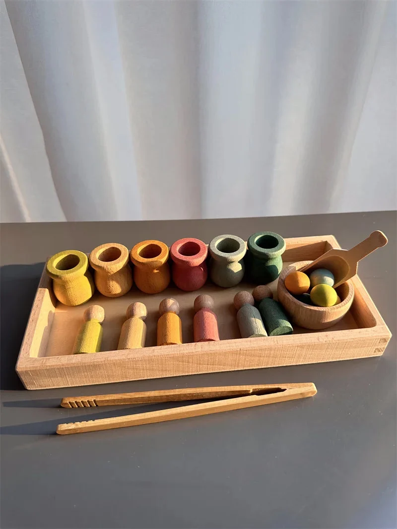 Jouet de tri Montessori en bois – Couleurs, motricité et découverte