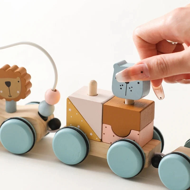 Train en bois pour enfants de 0 à 6 ans