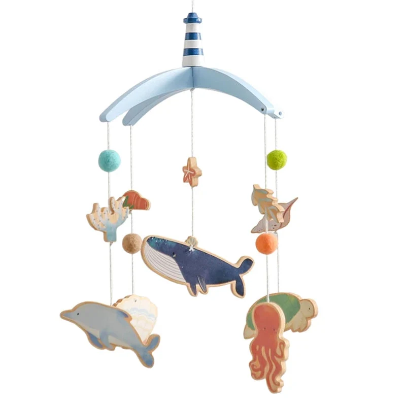 Mobile musical en bois pour bébé – Hochet suspendu