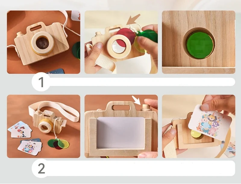 Jouet Appareil photo en bois avec cartes