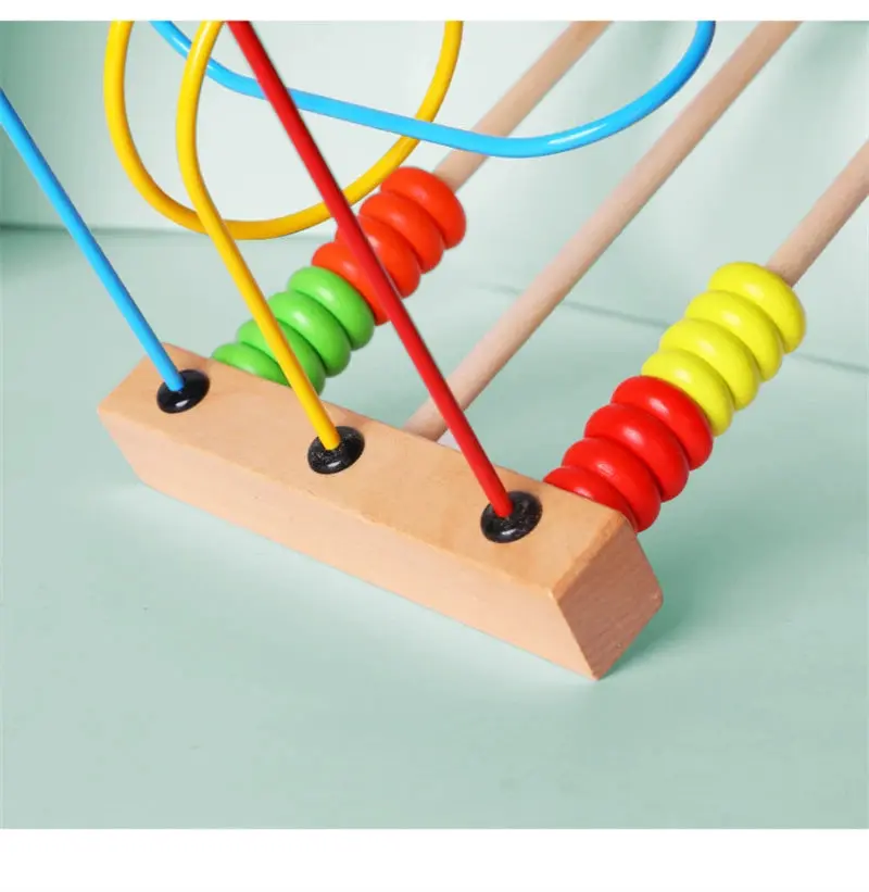 Labyrinthe de Perles et Boulier Éducatif - Jouet Montessori en Bois