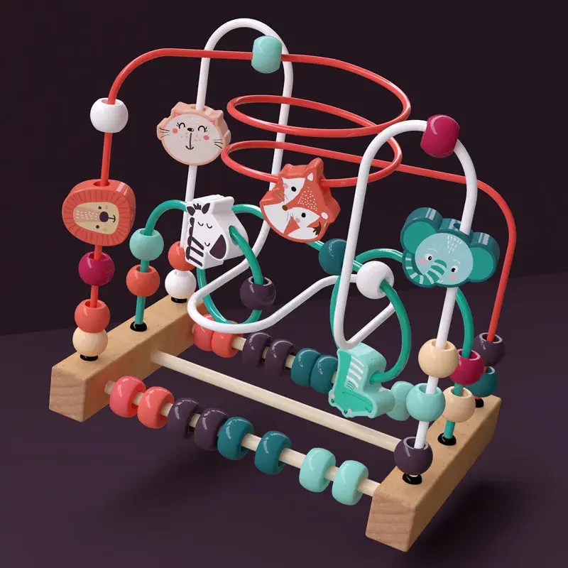 Labyrinthe de Perles et Boulier Éducatif - Jouet Montessori en Bois