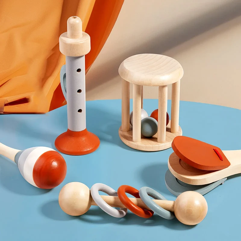 Ensemble d'Instruments Musicaux en Bois – Jouet Éducatif