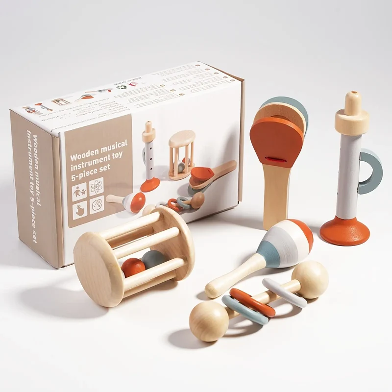Ensemble d'Instruments Musicaux en Bois – Jouet Éducatif