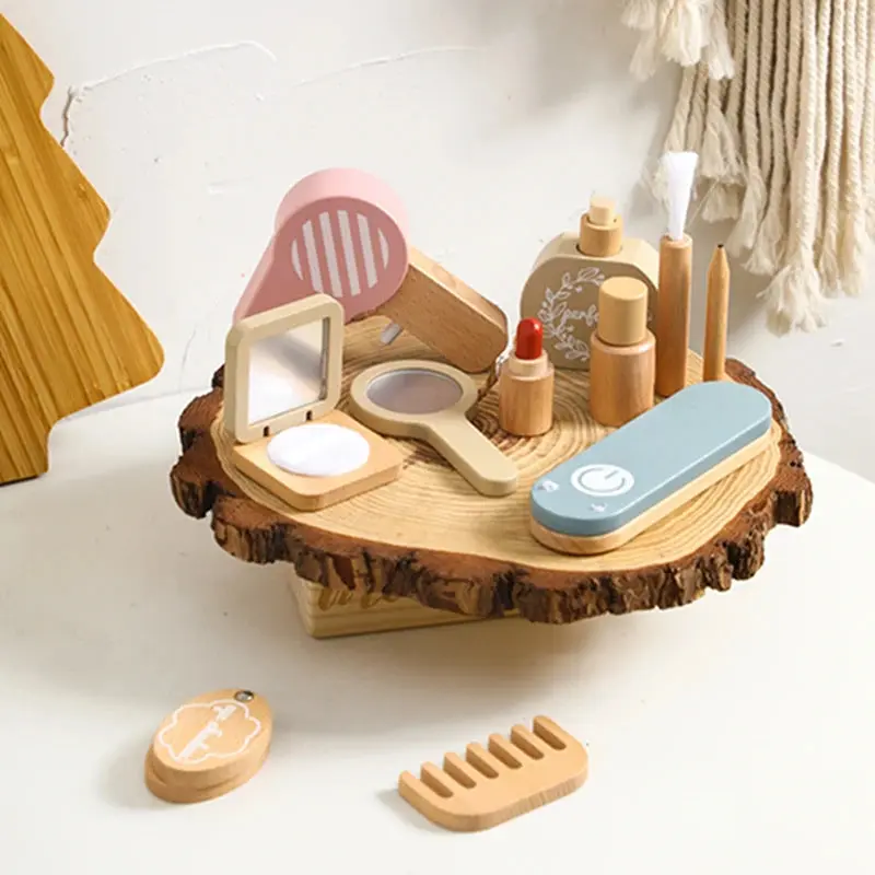 Set de Maquillage en Bois Montessori – Jeu d’Imitation & Développement Créatif