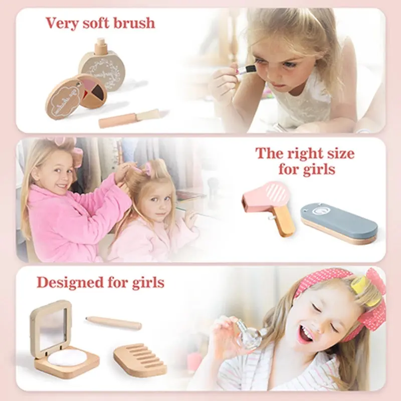 Set de Maquillage en Bois Montessori – Jeu d’Imitation & Développement Créatif