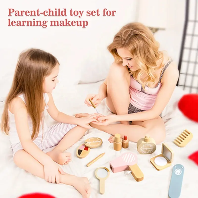 Set de Maquillage en Bois Montessori – Jeu d’Imitation & Développement Créatif