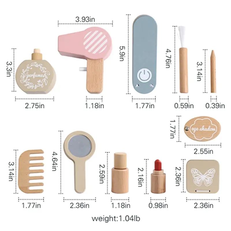 Set de Maquillage en Bois Montessori – Jeu d’Imitation & Développement Créatif