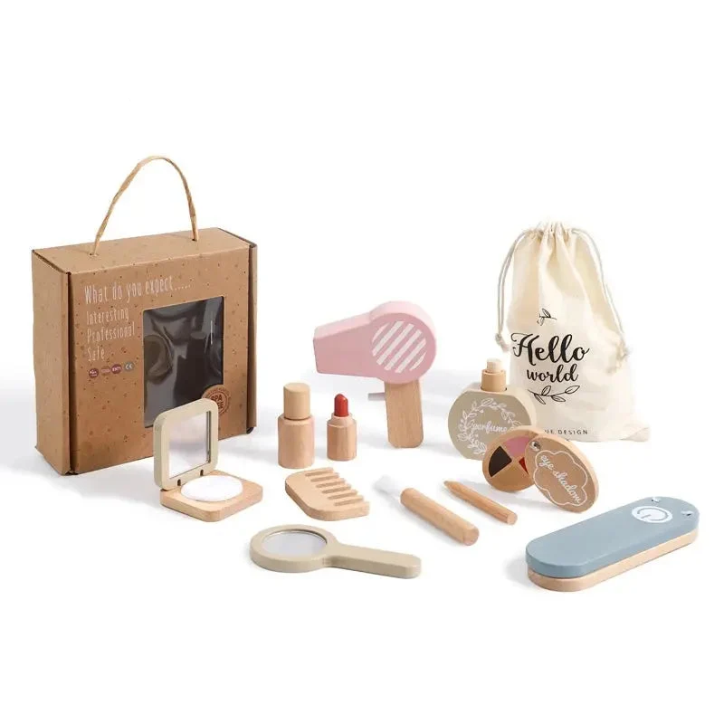 Set de Maquillage en Bois Montessori – Jeu d’Imitation & Développement Créatif
