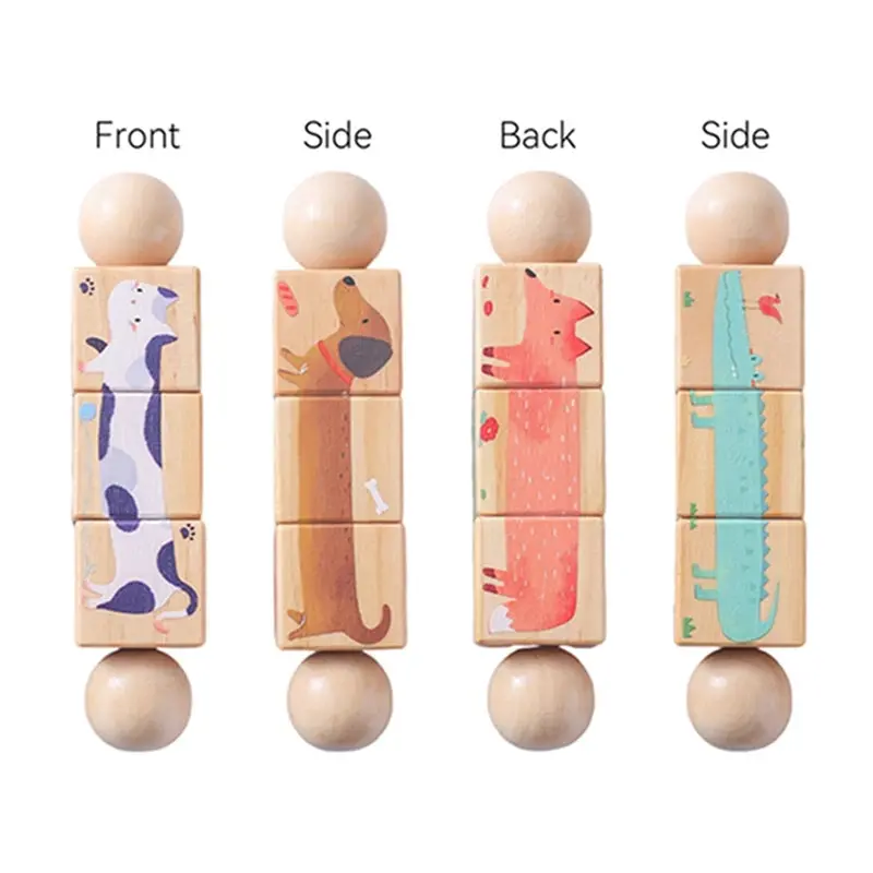 Jouet en Bois Éducatif Animaux - Puzzle Rotatif et Éveil Sensoriel