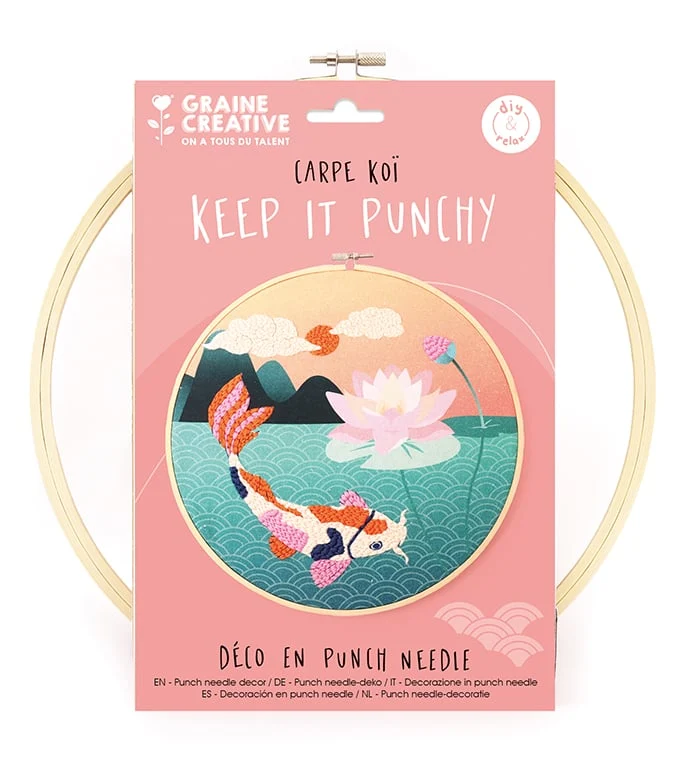 Kit Punch Needle Carpe Koï Ø25 cm – Broderie Relief DIY