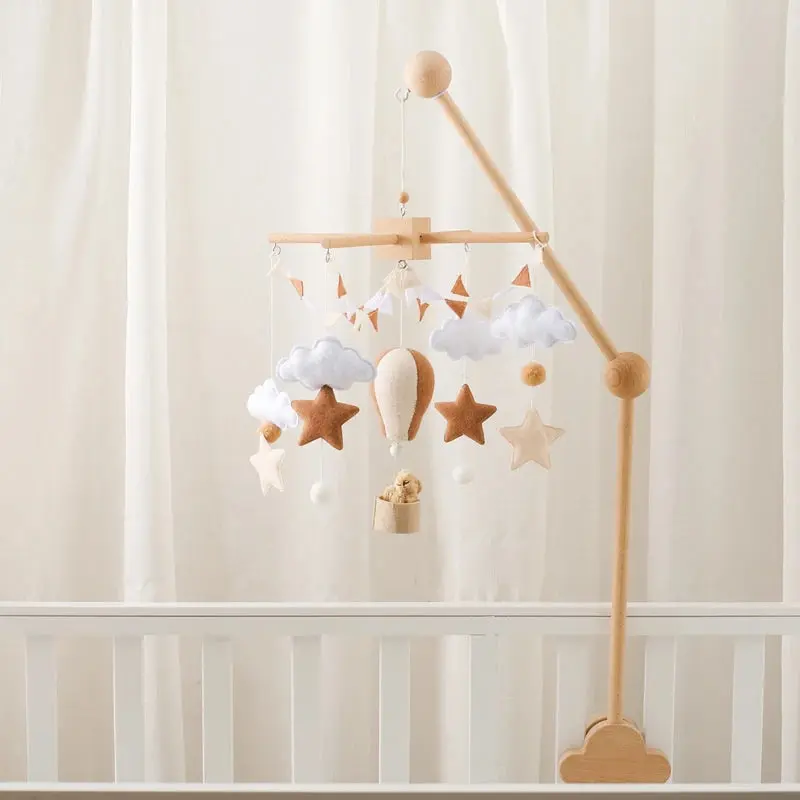 Mobile en Bois pour Berceau Bébé - Jouet Apaisant en Feutrine pour Nouveau-nés