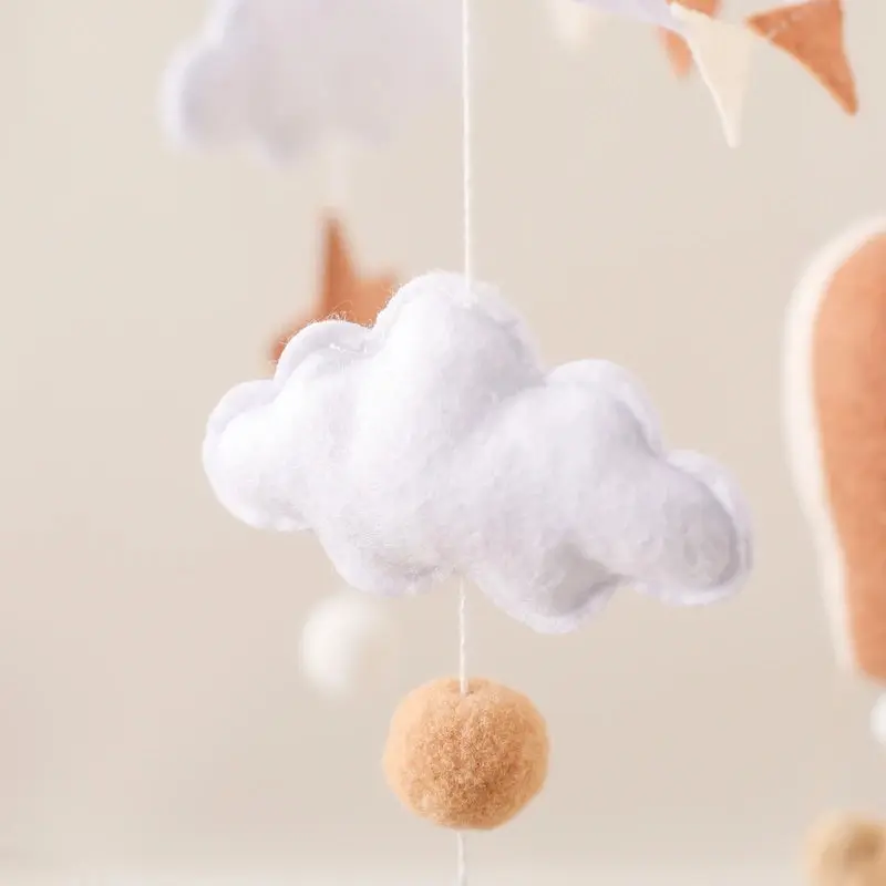 Mobile en Bois pour Berceau Bébé - Jouet Apaisant en Feutrine pour Nouveau-nés