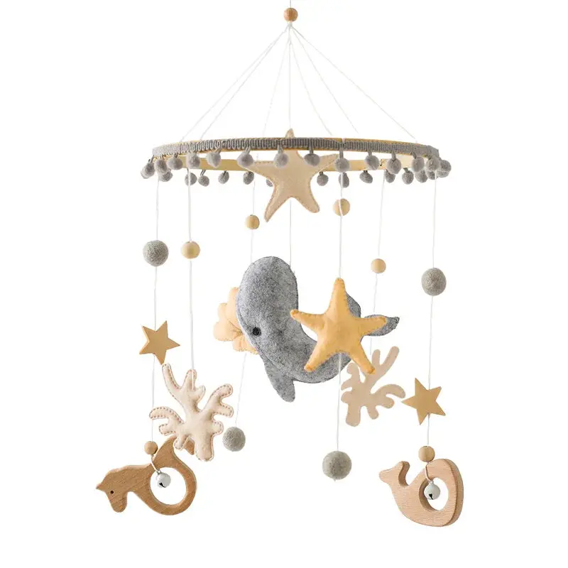 Mobile en Bois pour Berceau Bébé - Jouet Apaisant en Feutrine pour Nouveau-nés