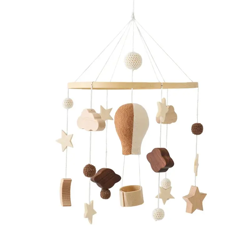 Mobile en Bois pour Berceau Bébé - Jouet Apaisant en Feutrine pour Nouveau-nés
