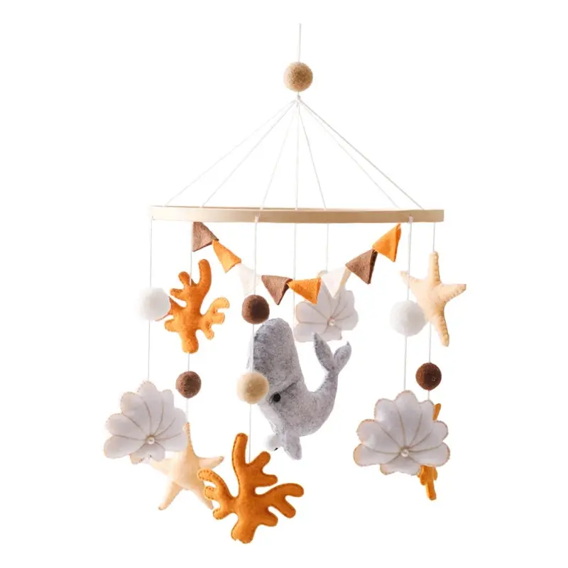 Mobile en Bois pour Berceau Bébé - Jouet Apaisant en Feutrine pour Nouveau-nés