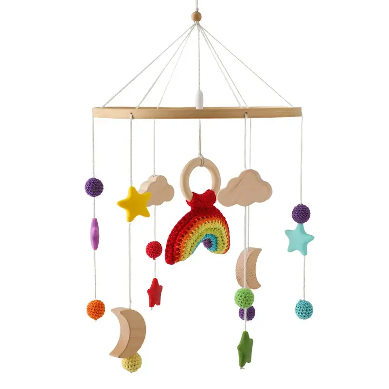 Mobile en Bois pour Berceau Bébé - Jouet Apaisant en Feutrine pour Nouveau-nés