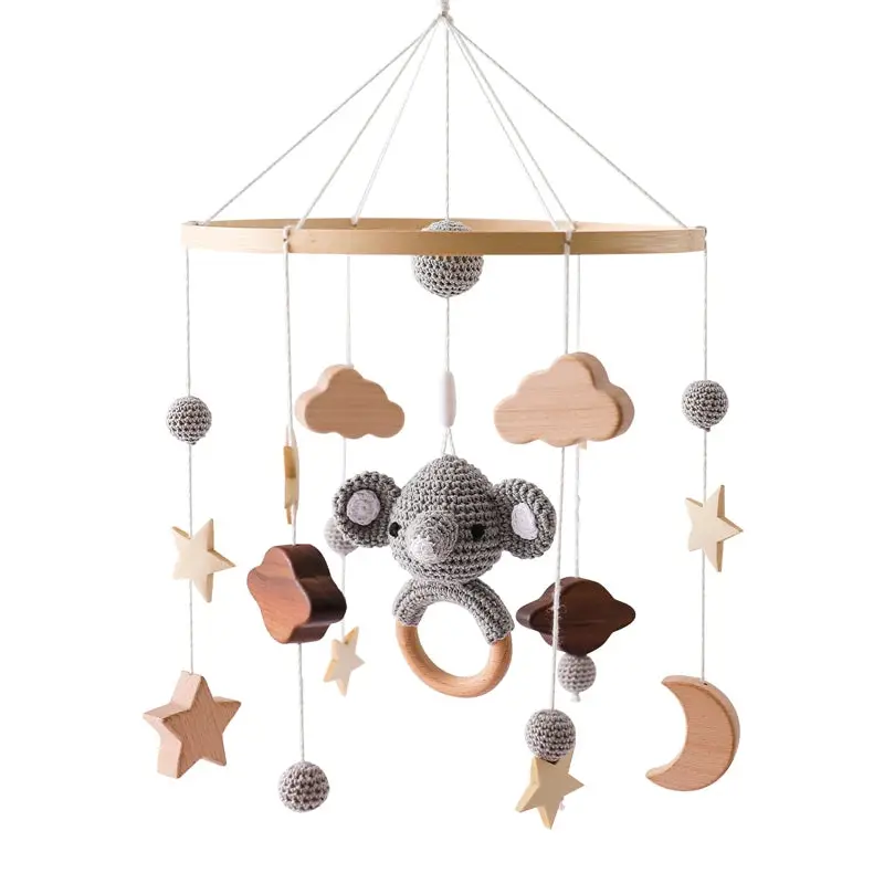 Mobile en Bois pour Berceau Bébé - Jouet Apaisant en Feutrine pour Nouveau-nés
