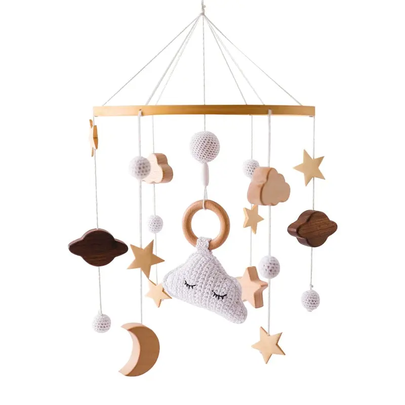 Mobile en Bois pour Berceau Bébé - Jouet Apaisant en Feutrine pour Nouveau-nés