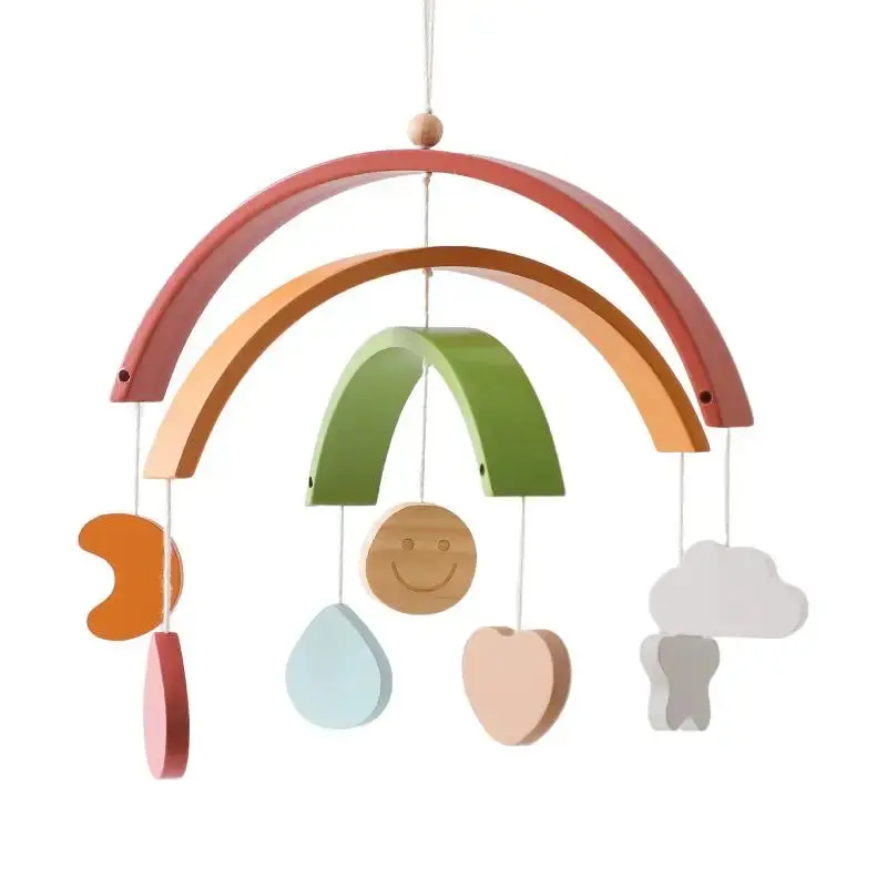 Mobile en Bois pour Berceau Bébé - Jouet Apaisant en Feutrine pour Nouveau-nés