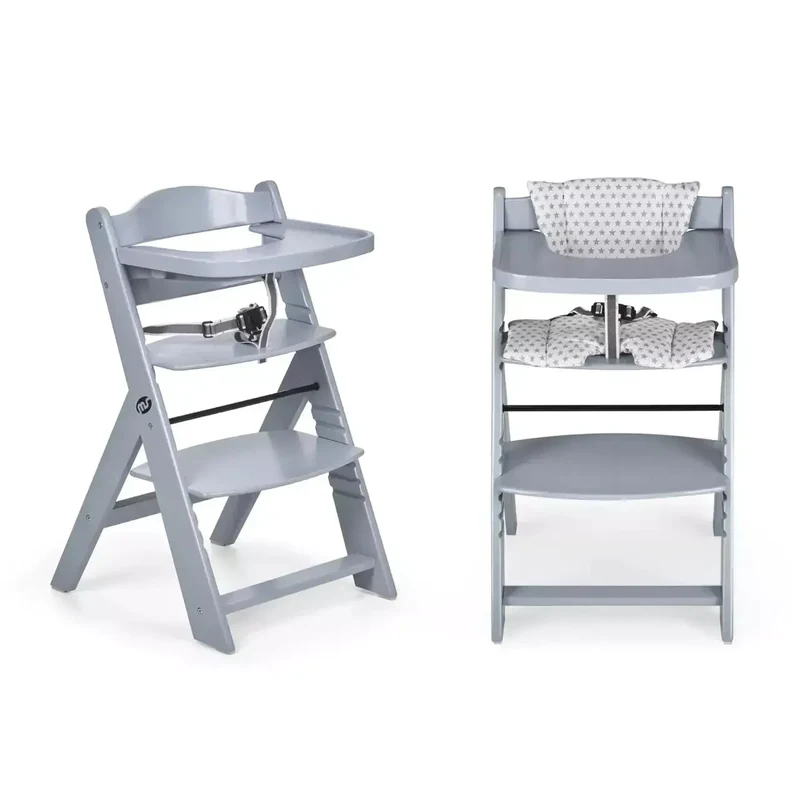 Chaise Haute 2-en-1 en Bois pour Bébé et Enfant - Évolutive de 6 Mois à 10 Ans