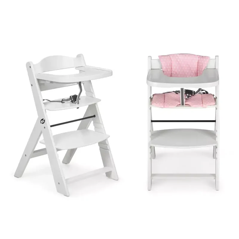 Chaise Haute 2-en-1 en Bois pour Bébé et Enfant - Évolutive de 6 Mois à 10 Ans