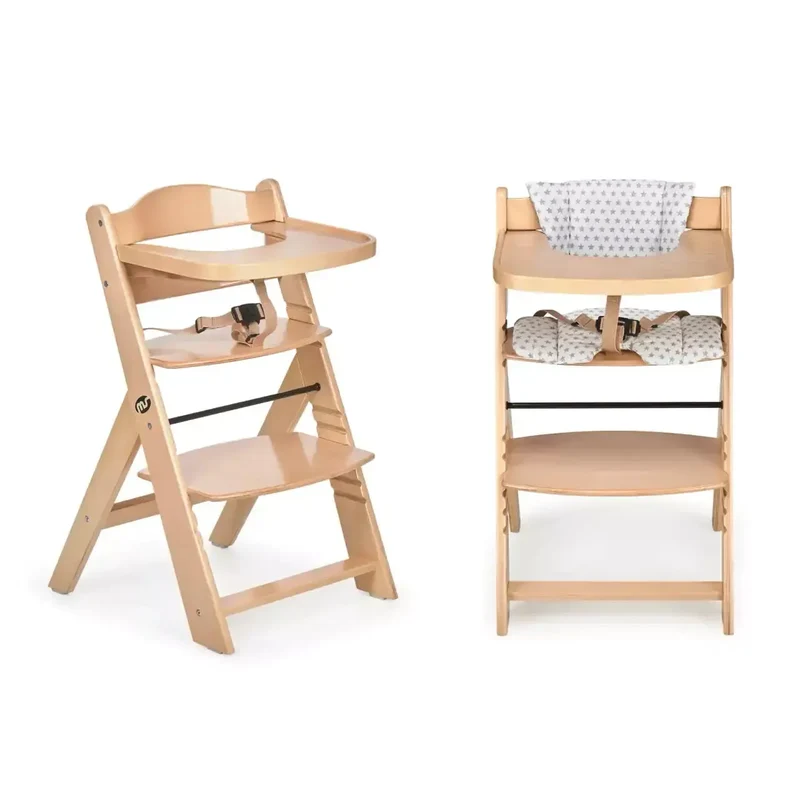 Chaise Haute 2-en-1 en Bois pour Bébé et Enfant - Évolutive de 6 Mois à 10 Ans